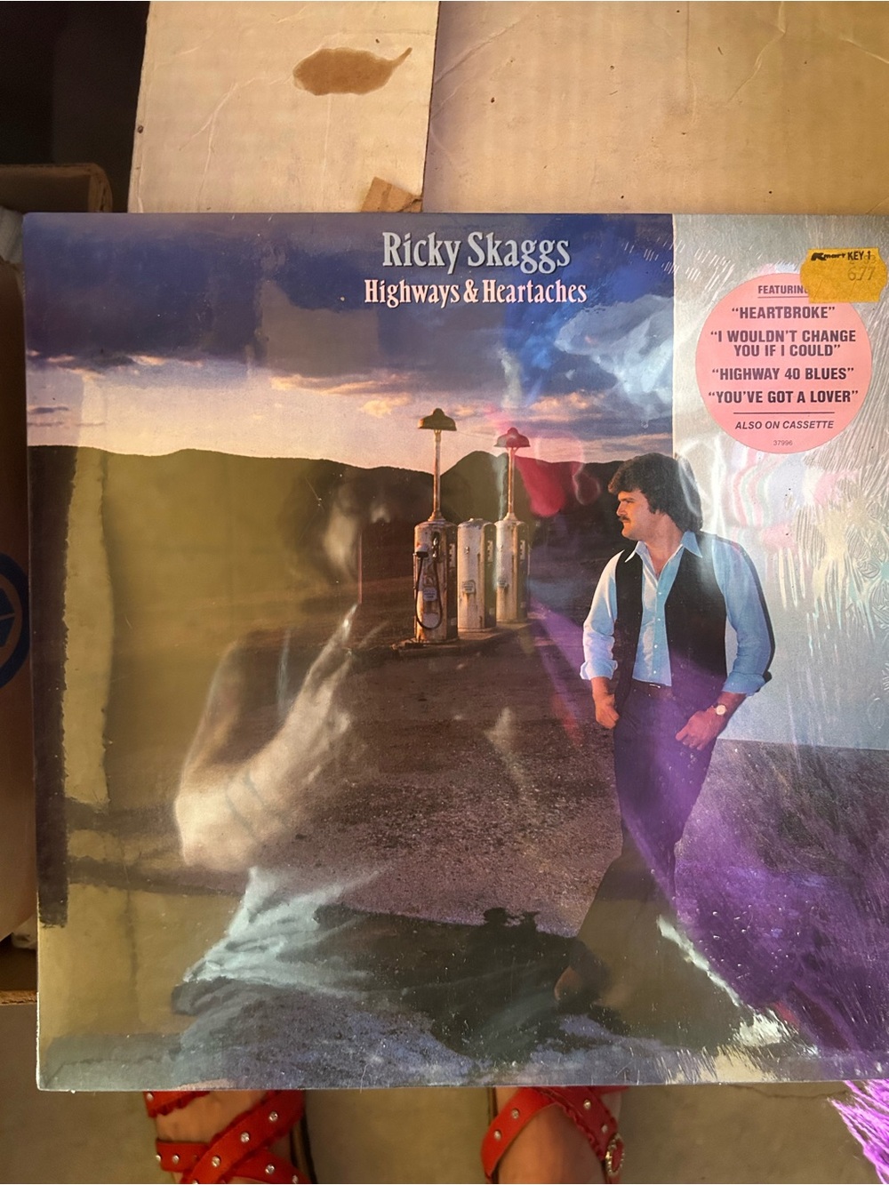 1982 vinyl record Highways & Heartaches by Ricky Skaggs on Epic Records.